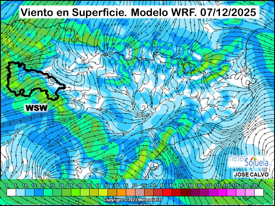 Viento en Superficie Modelo WRF Meteosojuela.