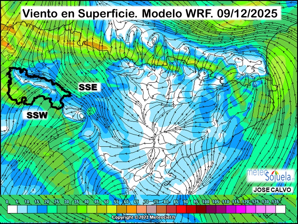 Viento en Superficie Modelo WRF Meteosojuela.