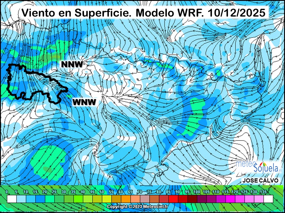 Viento en Superficie Modelo WRF Meteosojuela.