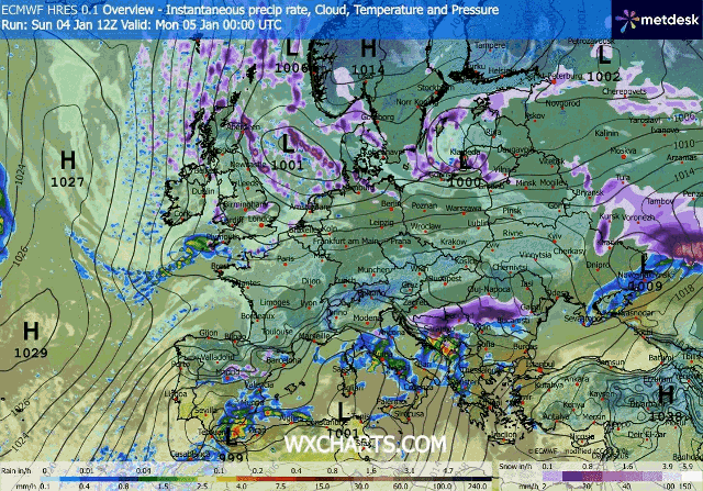 Animación Modelos de Centros de presión y borrascas GFS Europa. Meteosojuela La Rioja