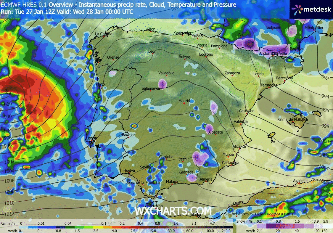 Animación Modelos de Centros de presión y borrascas GFS Europa. Meteosojuela La Rioja