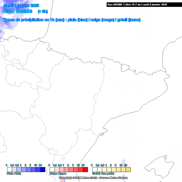 Animación evolución del tipo de precipitaciones previstas en La Rioja