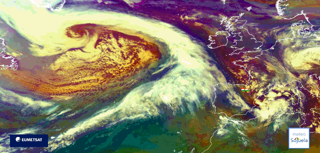 Animación imágenes satélite Meteosat. Borrascas Ingrid Joseph y Kristin