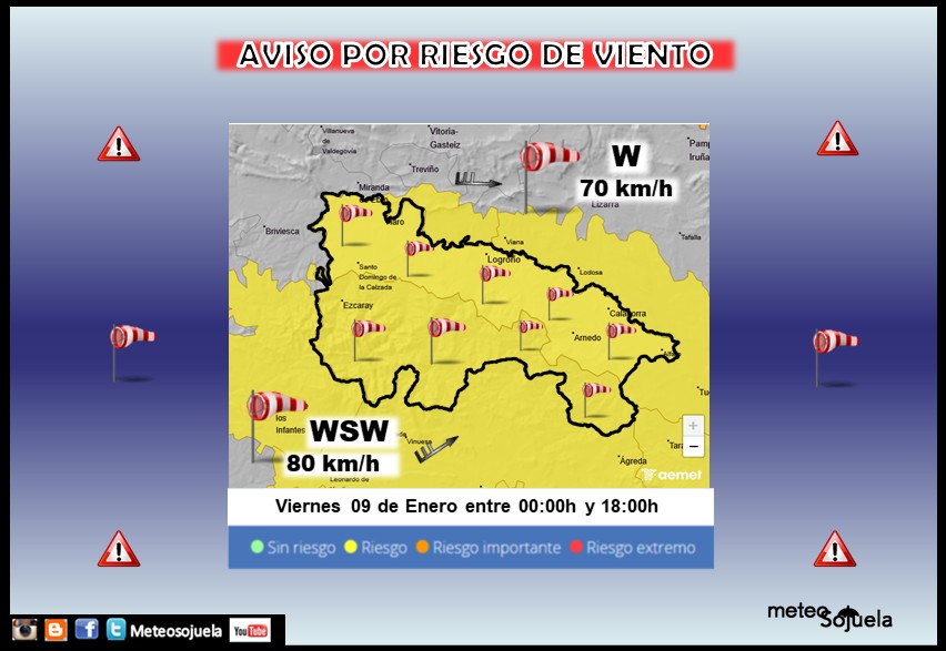 Aviso AMARILLO por VIENTO en la Ibérica. AEMET