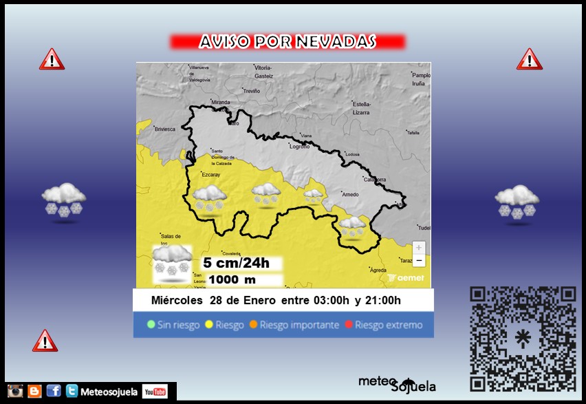 Aviso Amarillo por Nieve en la Ibérica AEMET