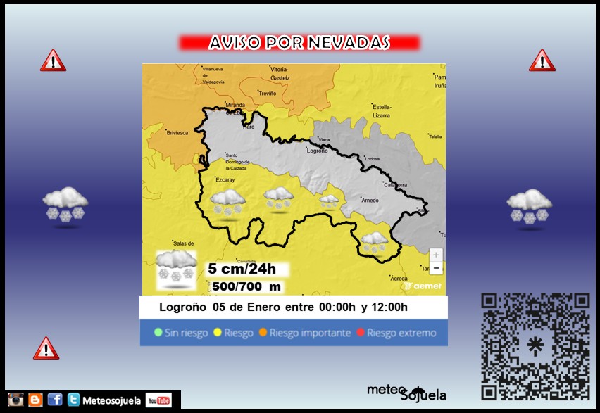 Aviso Amarillo por Nieve en la Ibérica. AEMET