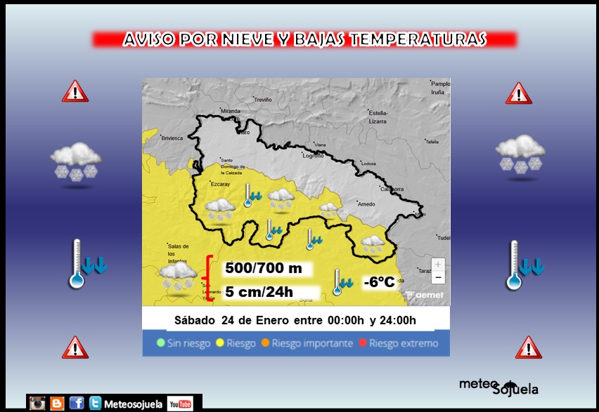 Aviso Amarillo por Nieve y Bajas Temperaturas en la Ibérica. AEMET