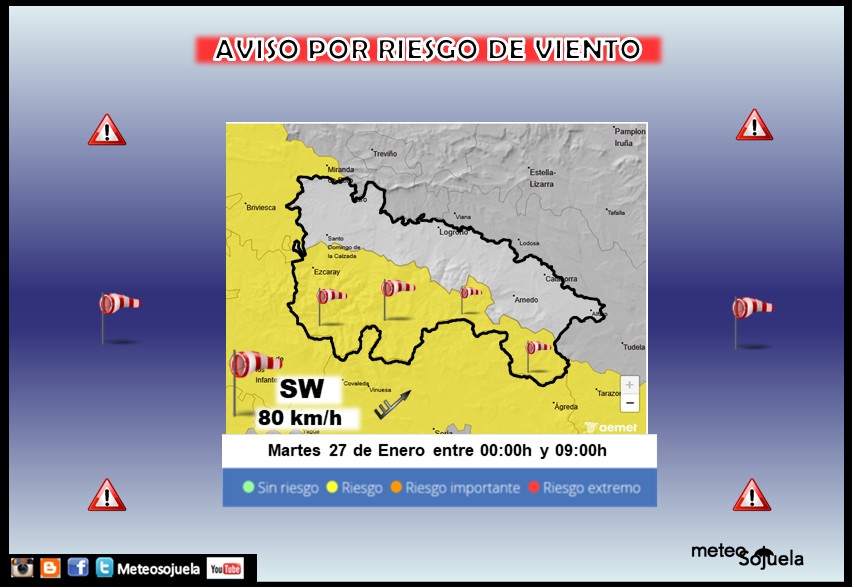 Aviso Amarillo por Viento en la Ibérica. AEMET