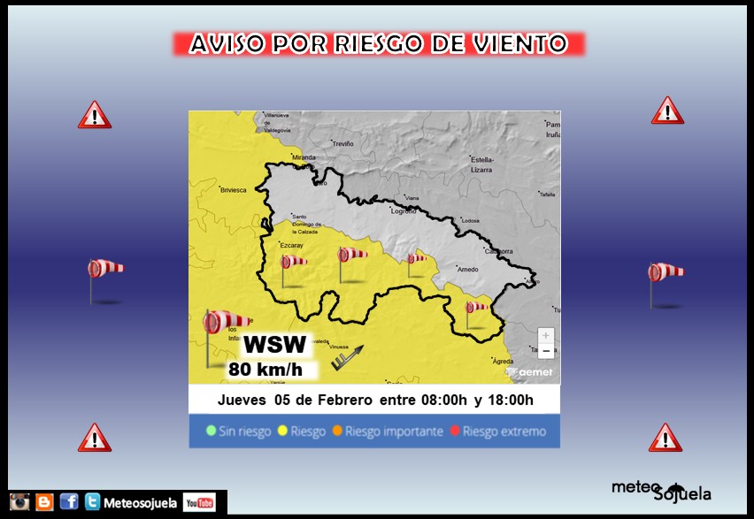 Aviso Amarillo por Viento en la Ibérica. AEMET