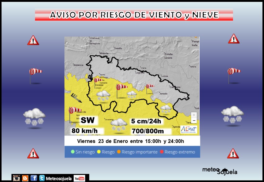 Aviso Amarillo por Viento y Nieve en la Ibérica. AEMET