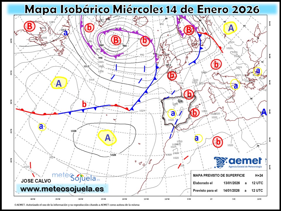 Mapa Isobárico La Rioja. Meteosojuela