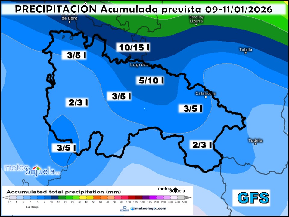 Precipitación Acumulada según GFS Meteosojuela La Rioja