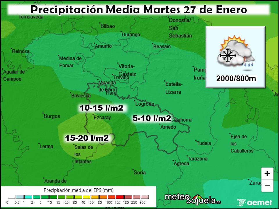Precipitación Media según AEMET
