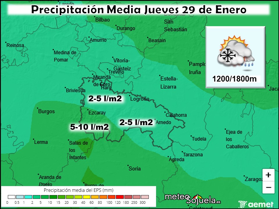 Precipitación Media según AEMET