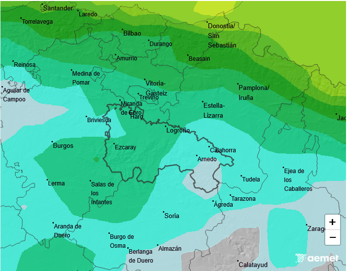 Precipitación Media según AEMET. Meteosojuela La Rioja 09