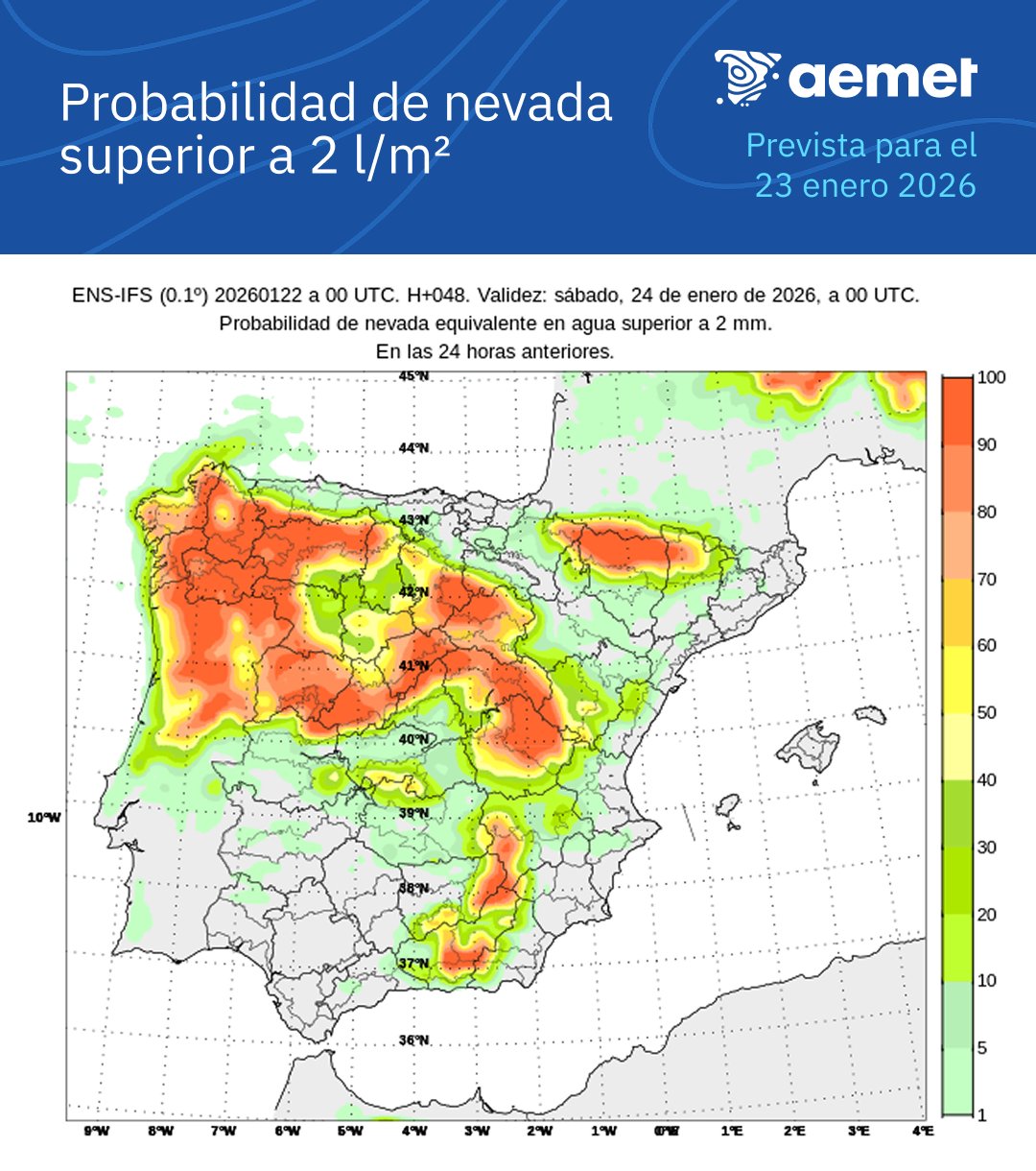 Probabilidad Nieve 23 AEMET
