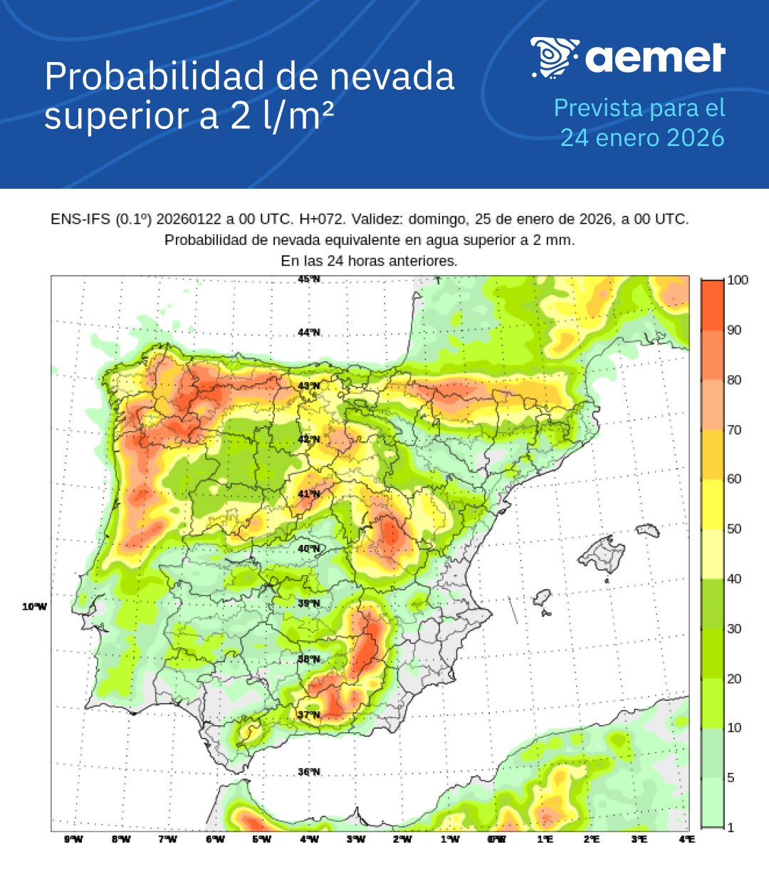 Probabilidad Nieve 24 AEMET