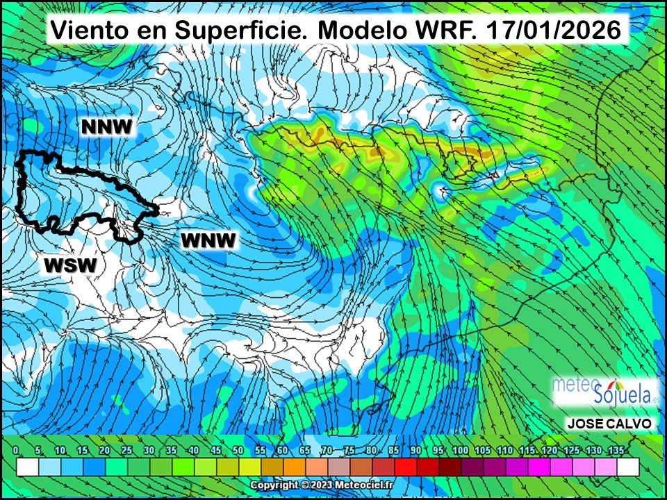 Viento en Superficie Modelo WRF Meteosojuela.
