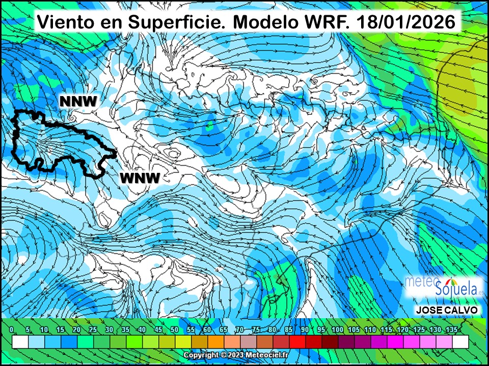 Viento en Superficie Modelo WRF Meteosojuela.