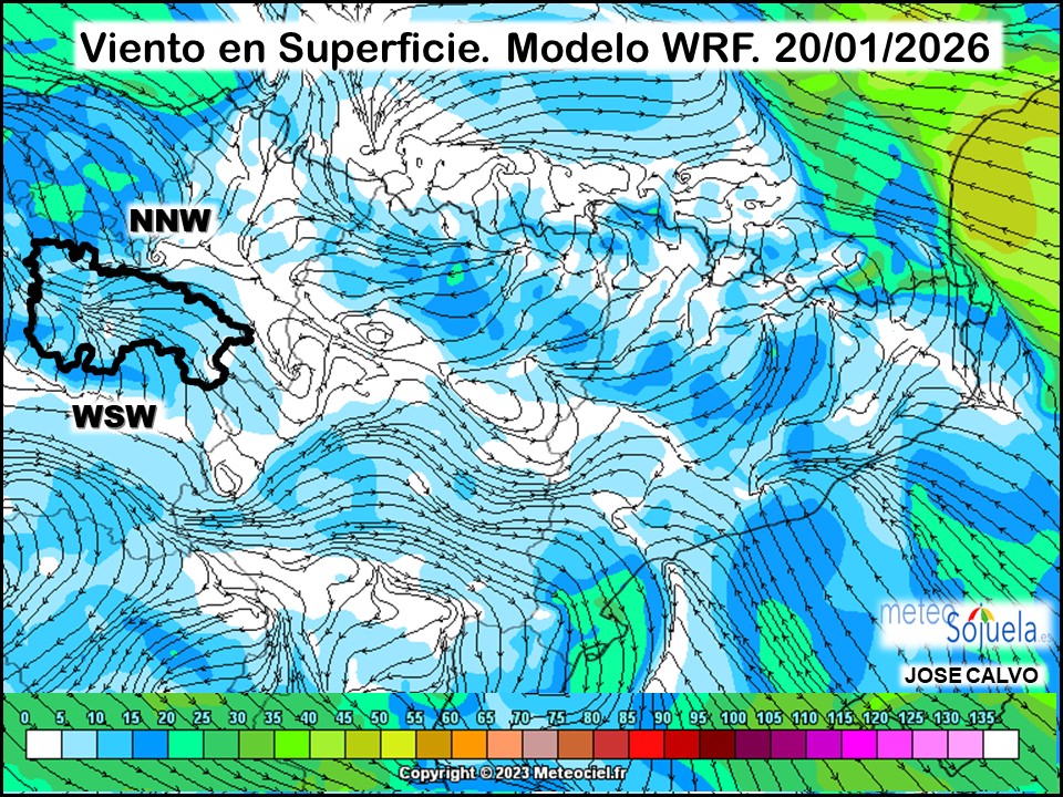 Viento en Superficie Modelo WRF Meteosojuela.
