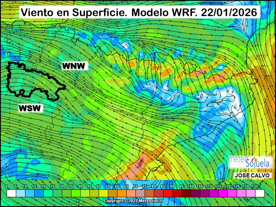 Viento en Superficie Modelo WRF Meteosojuela.