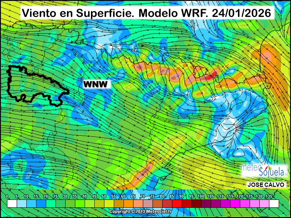 Viento en Superficie Modelo WRF Meteosojuela.