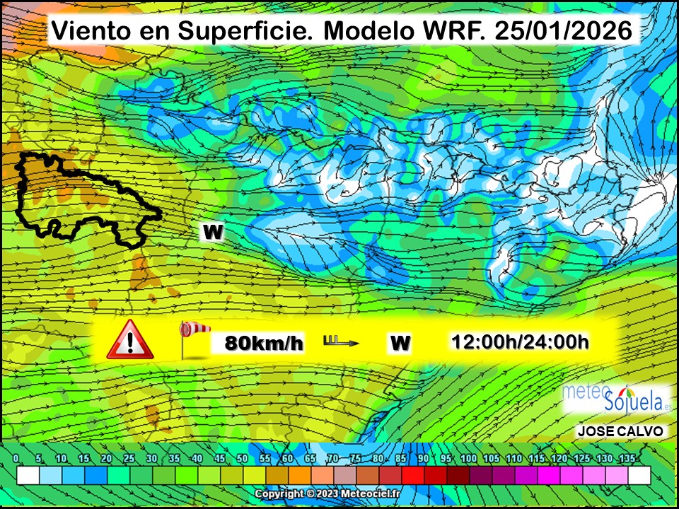 Viento en Superficie Modelo WRF Meteosojuela.