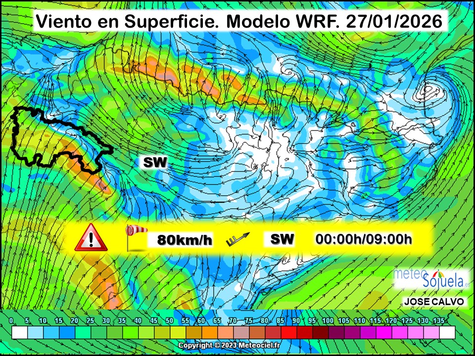 Viento en Superficie Modelo WRF Meteosojuela.