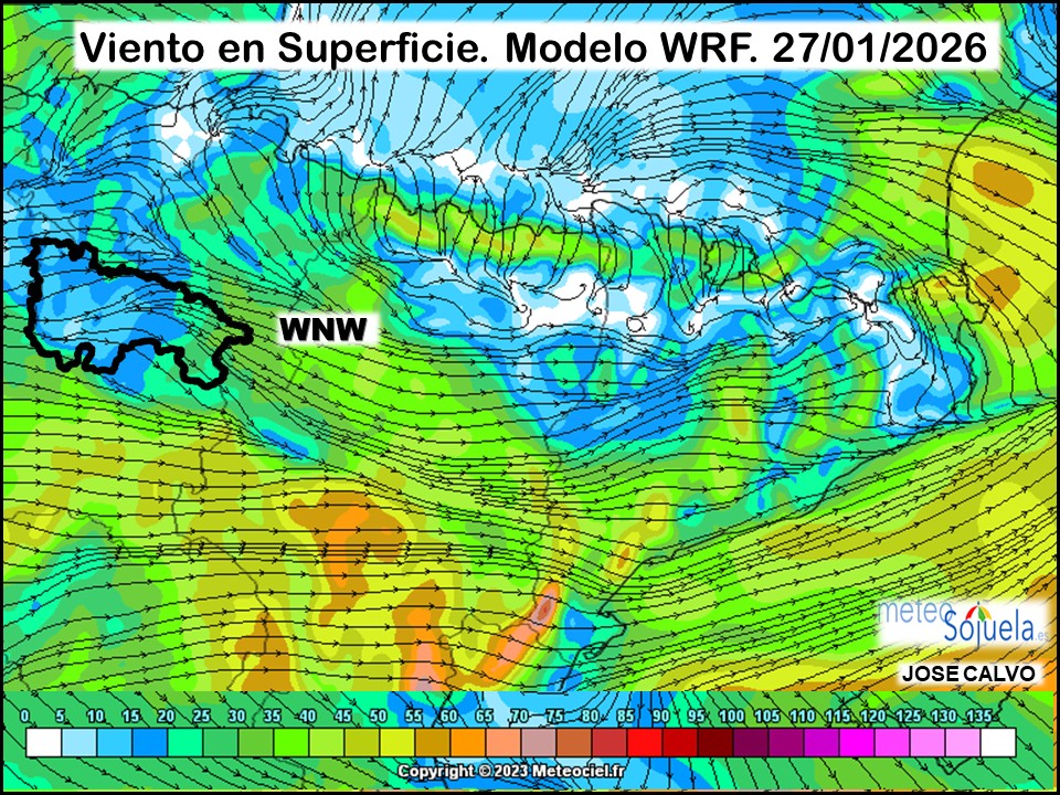 Viento en Superficie Modelo WRF Meteosojuela.