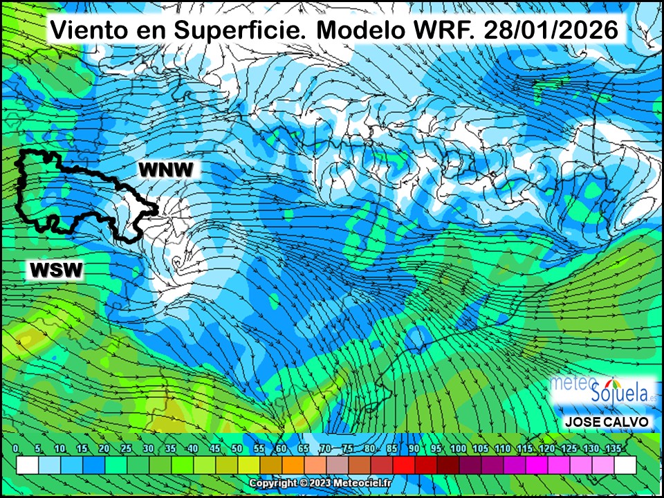 Viento en Superficie Modelo WRF Meteosojuela.