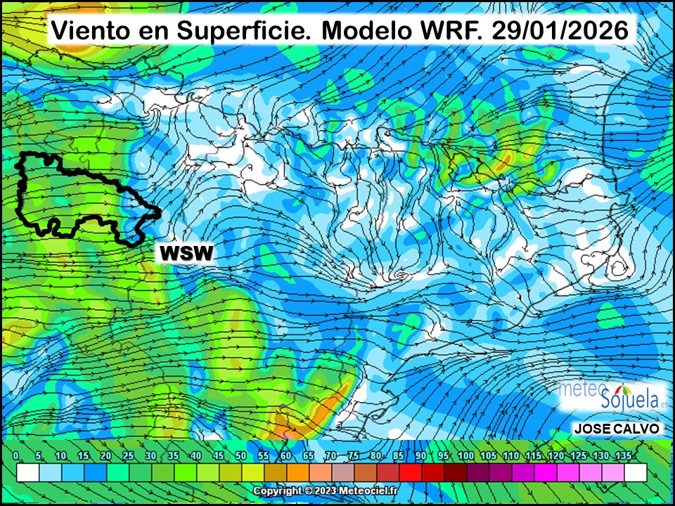 Viento en Superficie Modelo WRF Meteosojuela.