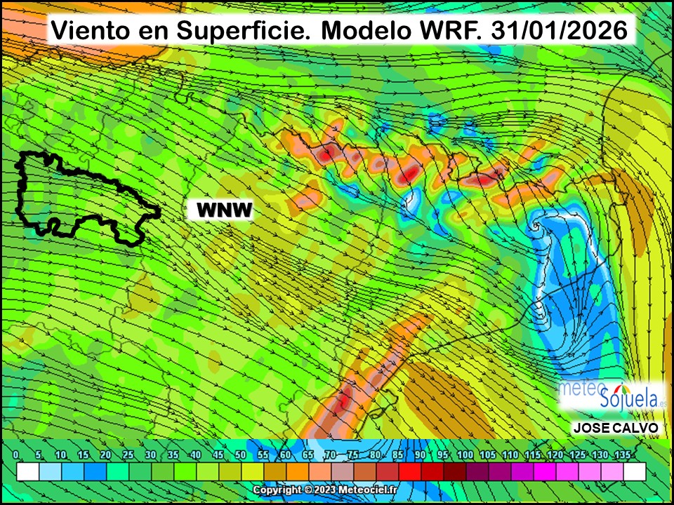 Viento en Superficie Modelo WRF Meteosojuela.