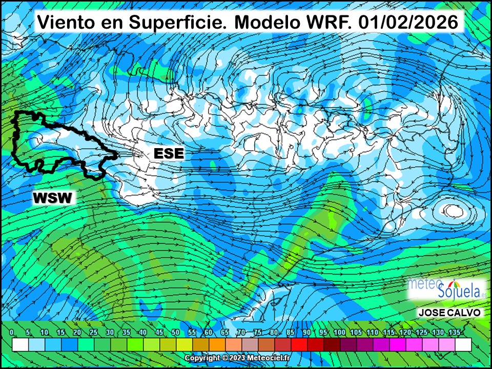 Viento en Superficie Modelo WRF Meteosojuela.