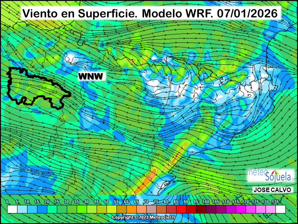 Viento en Superficie Modelo WRF Meteosojuela.