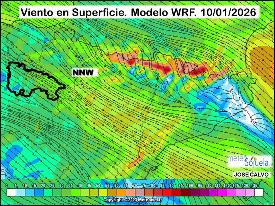 Viento en Superficie Modelo WRF Meteosojuela.