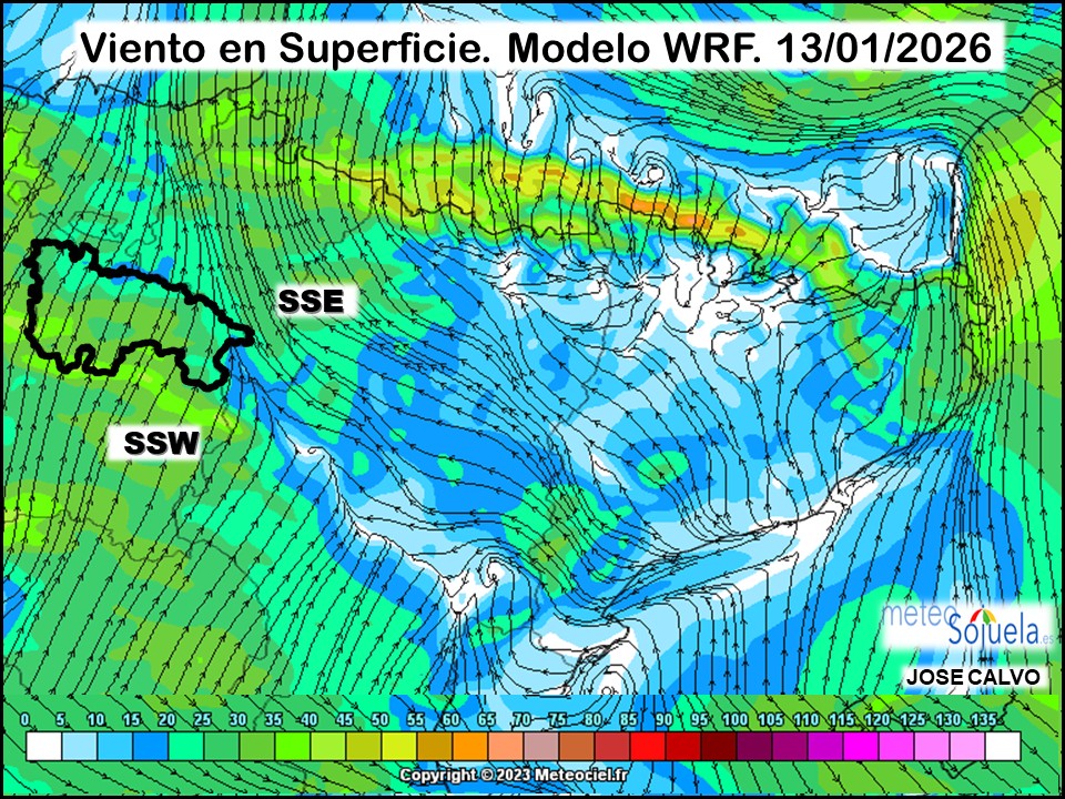 Viento en Superficie Modelo WRF Meteosojuela.