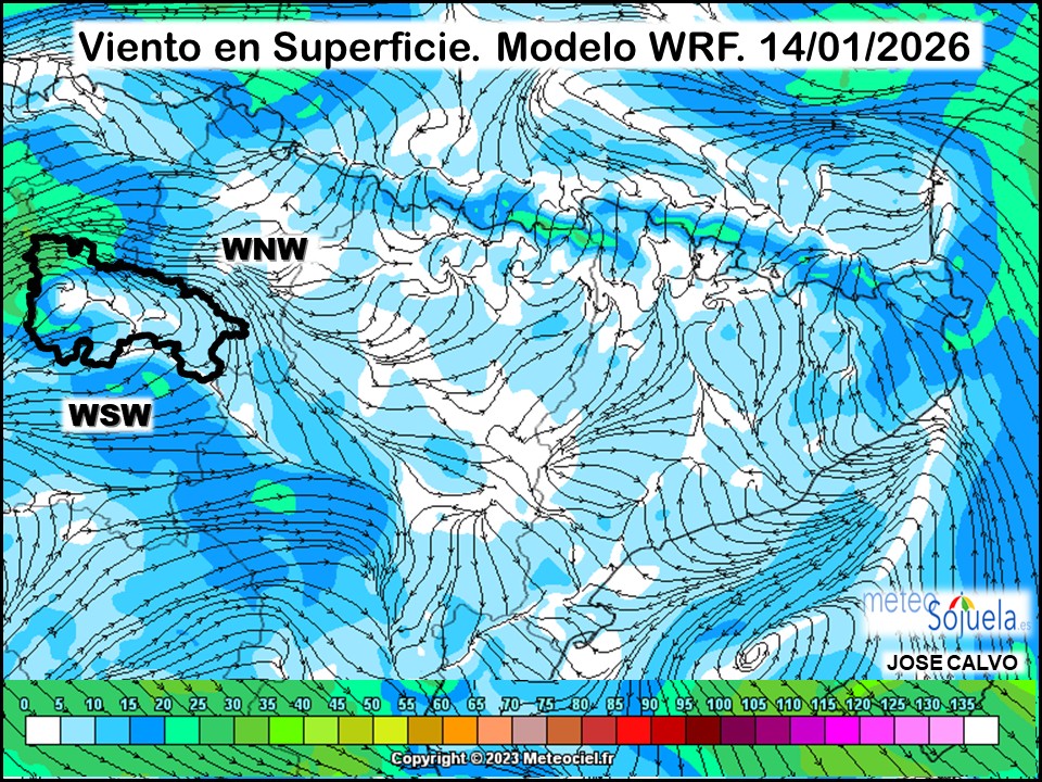 Viento en Superficie Modelo WRF Meteosojuela.