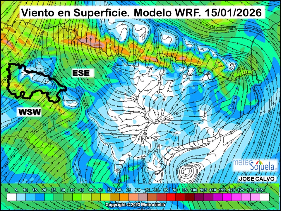 Viento en Superficie Modelo WRF Meteosojuela.