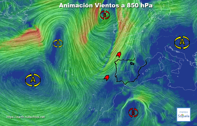 0103 Altas presiones en el Atlántico y vientos de SW SE