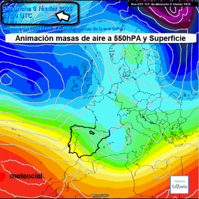 Animación Masas de aire 500hPa y Superficie. Meteosojuela