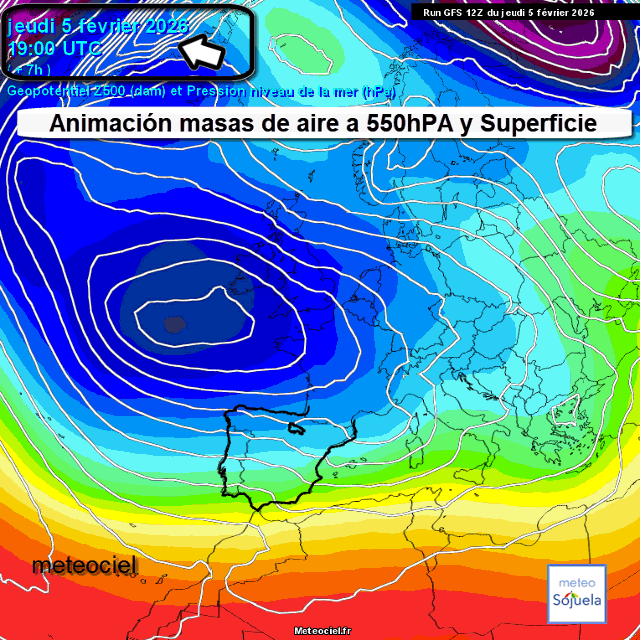 Animación Masas de aire 500hPa y Superficie. Meteosojuela
