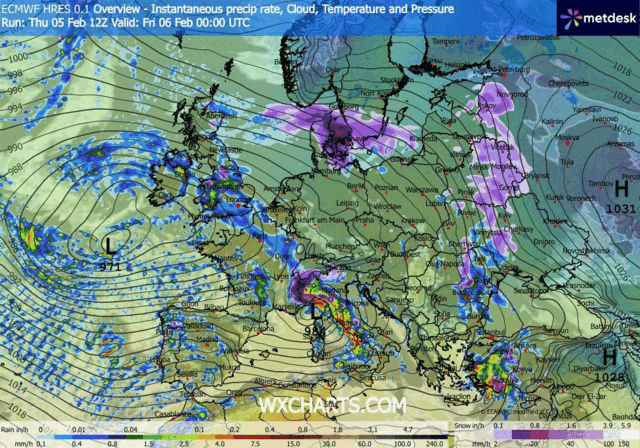 Animación Modelos de Centros de presión y borrascas GFS Europa. Meteosojuela La Rioja