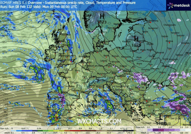 Animación Modelos de Centros de presión y borrascas GFS Europa. Meteosojuela La Rioja