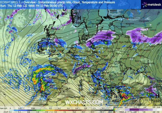 Animación Modelos de Centros de presión y borrascas GFS Europa. Meteosojuela La Rioja