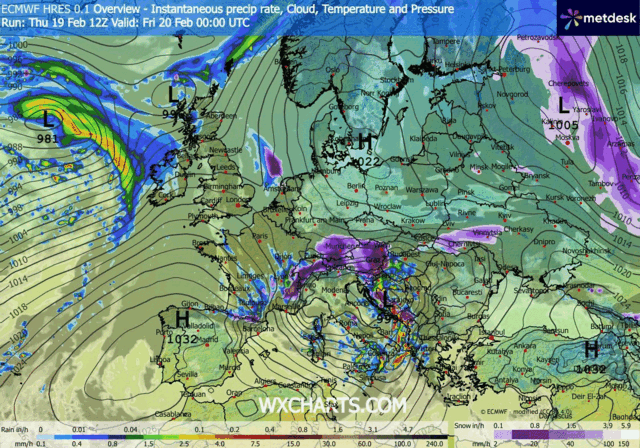 Animación Modelos de Centros de presión y borrascas GFS Europa. Meteosojuela La Rioja