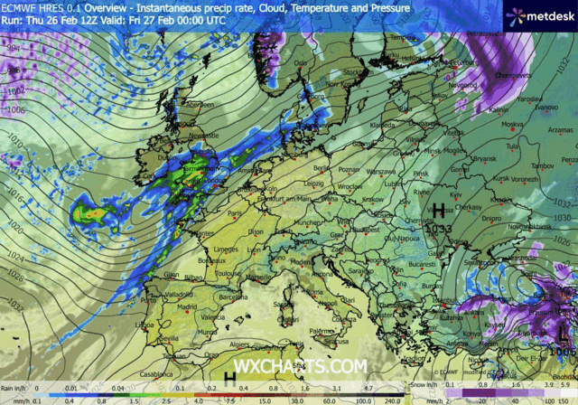 Animación Modelos de Centros de presión y borrascas GFS Europa. Meteosojuela La Rioja