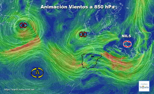 Animación Viento evolución Borrasca Nils