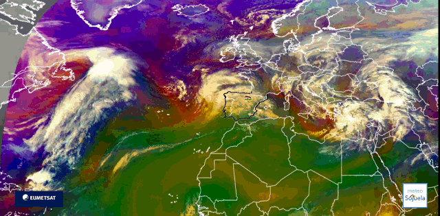 Animación imágenes satélite Meteosat. Oriana y río de humedad