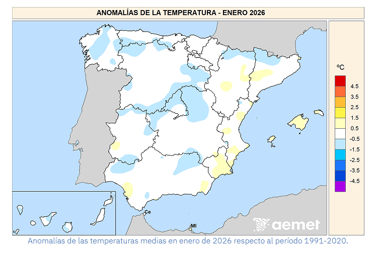 Anomalía de la Temperatura Enero 2026