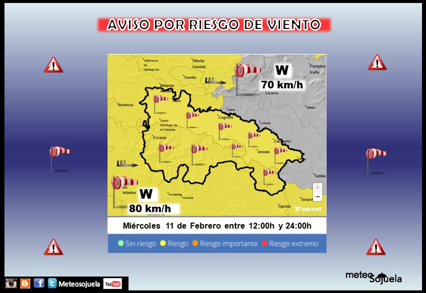 Aviso Amarillo por Viento en La Rioja. AEMET